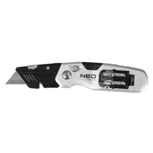 Nóż z ostrzem trapezowym składany 1+3 ostrza, 2 bity NEO Tools 63-705 Darmowy zwrot