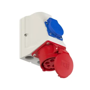 Gniazdo siłowe KOMBI z klapka, stałe 16A 5P (3P+Z+N) 400V + 230V z bolcem okablowane IP44, PCE 9215-6F Łatwy zwrot